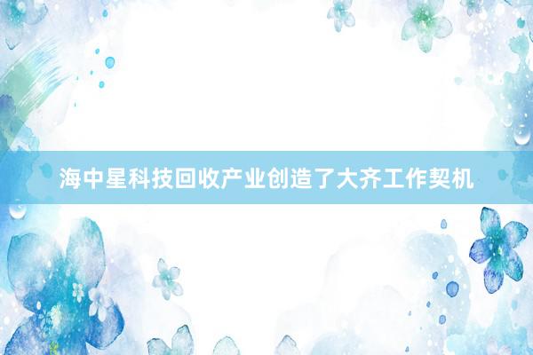 海中星科技回收产业创造了大齐工作契机